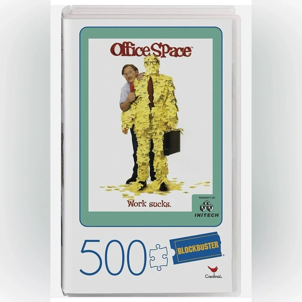 Office Space Movie 500-Piece Jigsaw Puzzle in Plastic Retro Blockbuster VHS Box